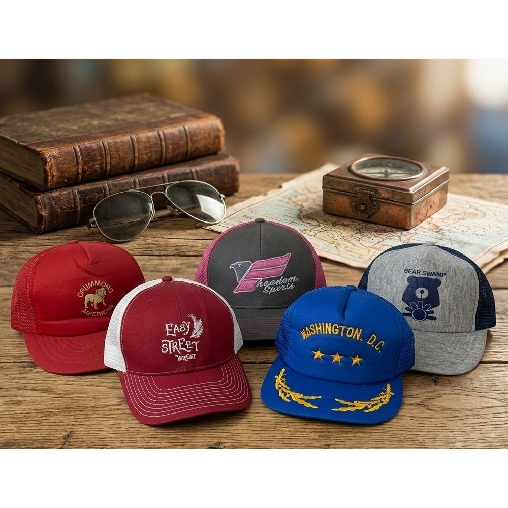 Vintage 5pc Trucker Hats Drummond Washington DC‎ Easy Street Bear Swamp Men's
